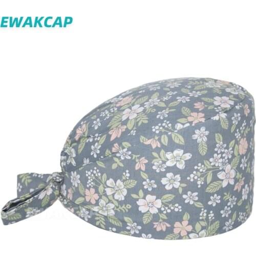 Hot Surgicals Cap Scrub Caps Nursing Hat Dentist Clinic Surgeon Flowers Printed Working Hats Unisex