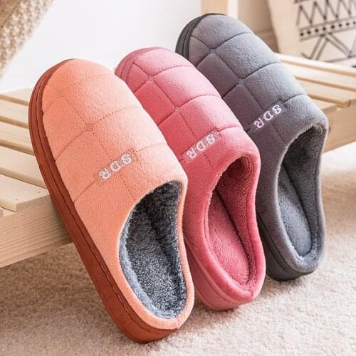Dropship Winter Women Warm Shoes Home Plush Slippers Couples Warm Non-slip Indoor House Slippers Soft woman Shoes