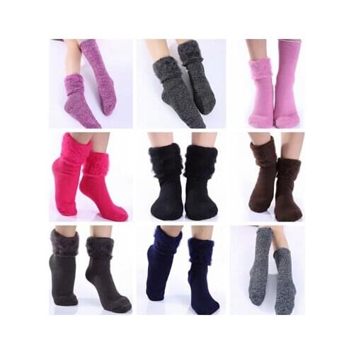 Christmas fleece winter Warm socks solid color mixed color19pair/lot #3931