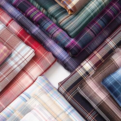 Width 59'' Fashion Simple Comfortable Plaid Polyester Fabric By The Half Yard For Dress Uniform Hair Circle Material