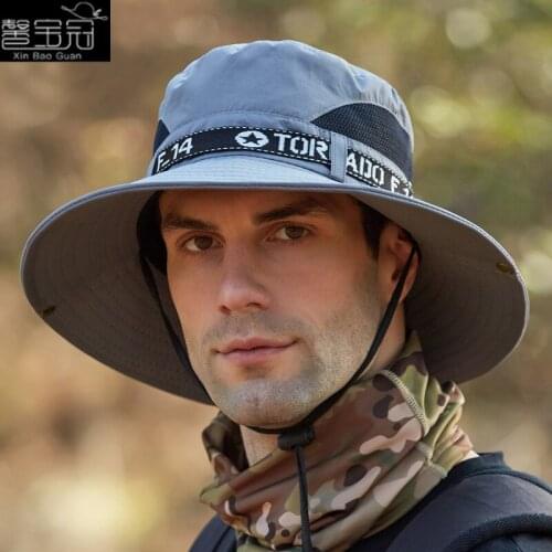 Fishermans hat mens summer hat letter big brim Benny hat outdoor sunshade hat mountaineering sunscreen hat