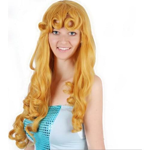 Synthetic Hair - High Quality Light Golden Long Hair Sexy Halloween Hair For Girls 3SH045