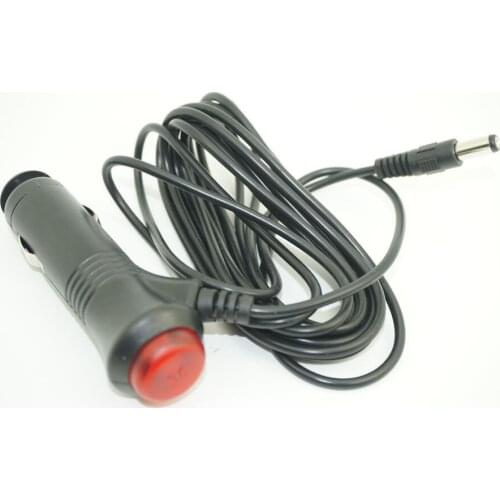 LED Fuse Male Cigarette Lighter to 5.5mm x2.1mm Male DC Plug 3M Car Charge Cable