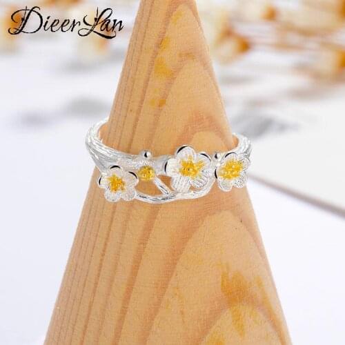 Punk Vintage Plum Flower Ring For Women Men Adjustable Size Geometric Rings Exquisite Creative Jewelry Wholesale 2021