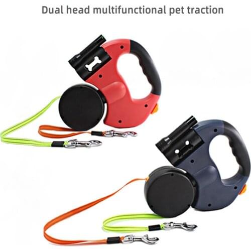 Retractable Dual Dog Pet Leash Auto Flexible Pet Ropes Dog Traction Rope Leash Belt Pet Supplies Cat Dog Strap Pet Accessories