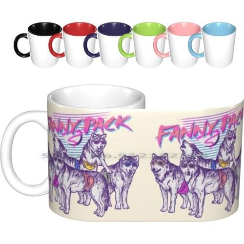 Fanny Pack Ceramic Mugs Coffee Cups Milk Tea Mug Wolf Pack Wild Animal 90s 80s Retro Vintage Fashion Sunglasses Cool Rad