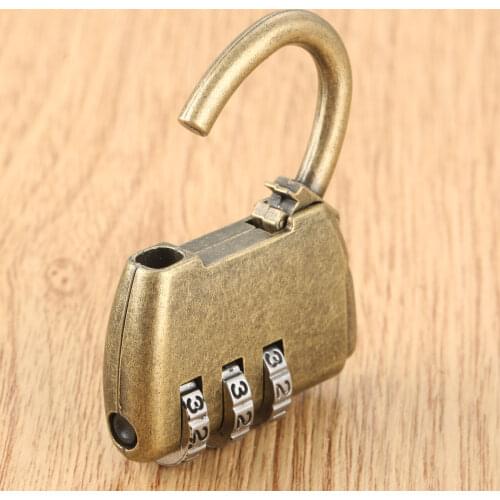 1pc 35*40mm Padlock for Room Suitcase Travel Mini Security Tool 3 Digits Number Pure Cooper Brass Combination Lock Password Lock
