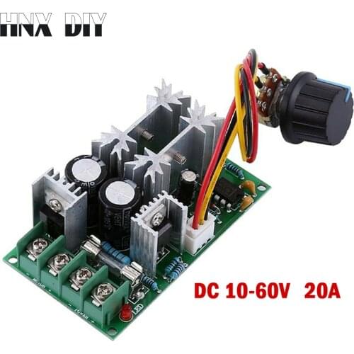 10-60V PWM DC Motor Speed Controller Switch DC 20A Current Voltage RegulatorPWM High Power Drive Module 60A 12V 24V 36V 48V