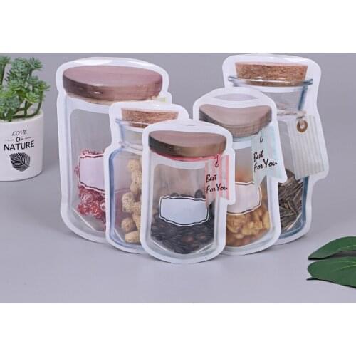 10pcs Portable Reusable Mason Jar Bottles Bags Nuts Candy Cookies Bag Seal Fresh Food Storage Bag Ziplock Bags