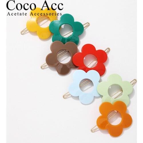 13 Color Wholesale fancy acrylic candy hollowout flower color hair frog clips grips accessories for kids girls