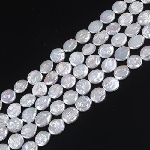 16 mm Coin Shape Baroque Loose Freshwater Pearl In Strand