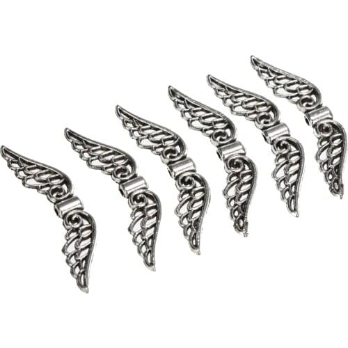 50pcs Antique Tibetan Silver Angel Wing Spacer Beads 32mm For DIY Jewelry Pendant Accessories