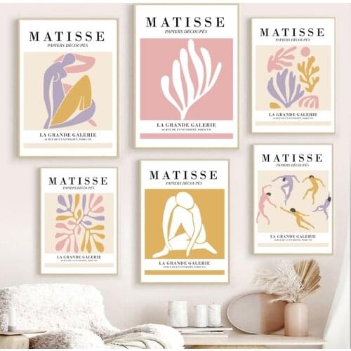 Abstract Matisse Color Coral Girl Pigeon Nordic Posters And Prints Wall Art Canvas Painting Wall Pictures For Living Room Decor