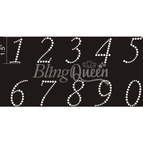 BlingQueen 25PCS/LOT Custom Hot Fix Iron On Rhinestone Appliques Number Design