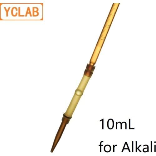 YCLAB 10mL Burette with Rubber Tubing Connection Brown Amber Glass Head and Tip for Alkali Class A Lab Chemistry Equipment