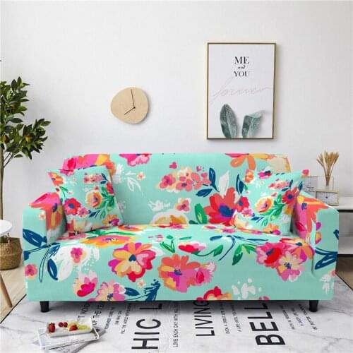 1/2/3/4 Seat Stretch Anti-slip Slipcovers Plant Floral High Elastic All-inclusive Couch Cover Soft Sofa Cover L Shape Home Decor