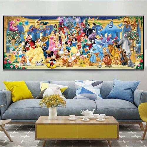 Disney Princess Cartoon Characters Wall Art Decorative Snow White Cinderella Canvas Prints Poster Painting On Mural Pictures