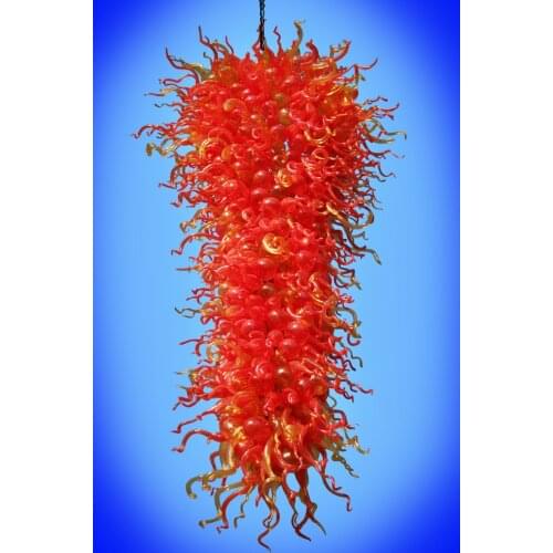 Dale Chihuly Style Red Murano Glass Large Luxury Hanging LED Chandeliers for Hotel Lobby Decor