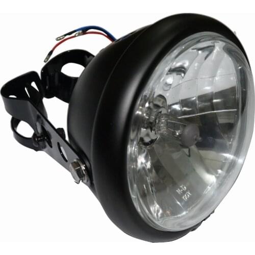 Retro Front Black Headlight Head Lamp Side Mount Bracket For Motorcycle Cafe Racer Bobber Motor BIKE