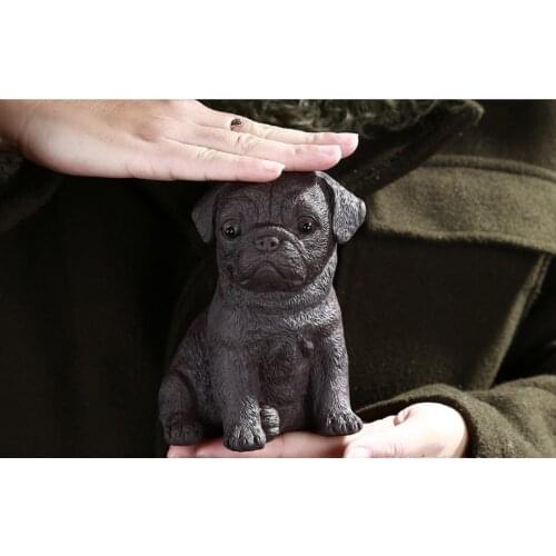 Chinese Tibet redware carved guard Foo baby French Bulldog Dogs statues Fengshui Decoration Toy tea pet Bully dog Meditation tea