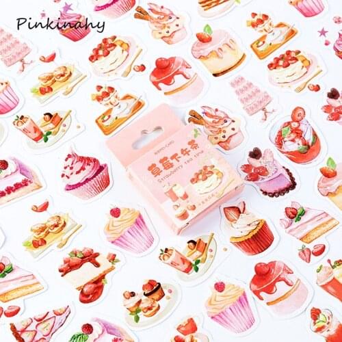 Strawberry Cake Dessert Drink junkJournal Decorative Stickers Scrapbooking Stick Label Diary Stationery Album Stickers HT021