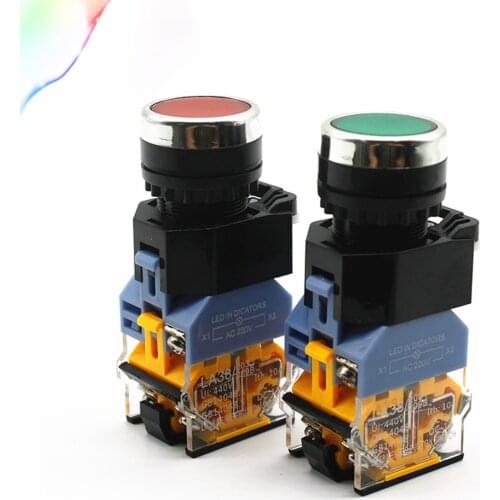 LA38-11DT LA38-11DNZS Quality Sliver Contact Push Button Switch with Light On/Off Self-lock 22mm 220V 24V LED Indicators