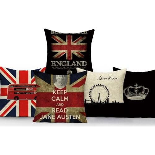 London Style Throw Pillow Covers British Flag Soldiers Pillow Case Office Home Decor Cushion Cover For Sofa Chair Car