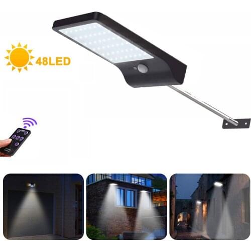 Upgraded 48LED Solar PIR Motion Sensor Wall Light Outdoor Waterproof 3modes 3.7V/2000mAh Waterproof For Path Garage Street Light