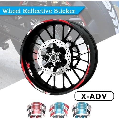 Motorcycle 12 Strips Sticker Decals Reflective Waterproof Wheel Decals For HONDA X-ADV 750 XADV750 X-ADV750 2017-2020