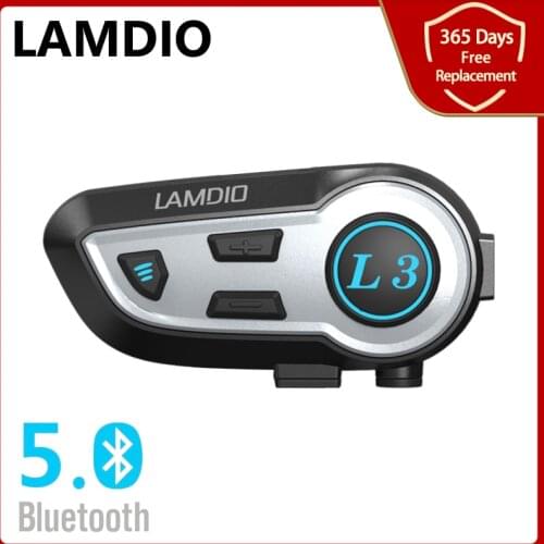 1PC LAMDIO L3 Motorcycle Bluetooth V5.0 Intercom Helmet Headsets 500m for 2 Riders Motorbike Auriculares FM Radio Music Sharing