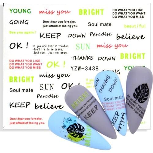 2021 Newest Water Transfer Letter Design 3D Nail Sticker Decal Export Russia Watermark Nail Art Tattoos DIY Decoration for Nails