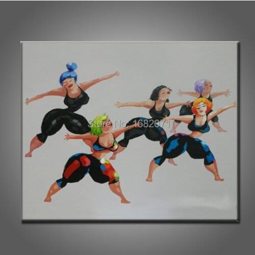 Modern Lady Aerobics Oil Painting On Canvas For Living Room Decor Fitness Oil Painting For Home Decoration Cheapest Wholesale