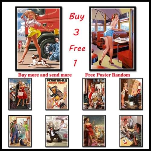 PINUP GIRLS Classic World War II White Coated Paper Posters pink up girl Decorative Painting Home Room Decor Frameless