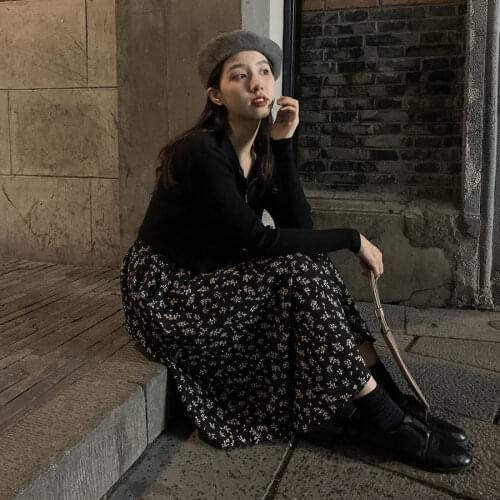 Casual Dress Floral Dress for Women Autumn and Winter Woman Skirts Faldas Jupe