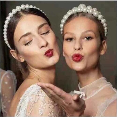 Women Trendy Luxury Big Pearl Headband for Women Elegant Headband Wild Personality Fashion Bezel Turban Girls Hair Headwear