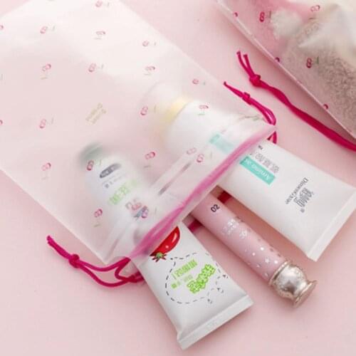 Red Cherry Transparent Cosmetic Bag Travel Makeup Case Women Zipper Make Up Bath Organizer Storage Pouch Toiletry Wash Beaut Kit