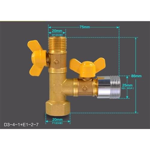 Good Quality 1/2" T Type 2 Way Splitter Brass Water Hose Tap Quick Connector with Valve Gardening Irrigation Tool