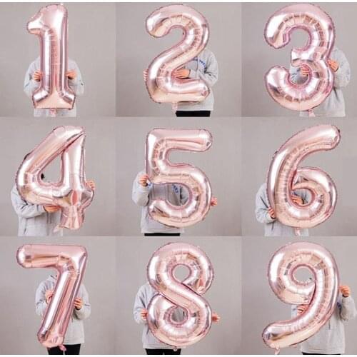 Rose Gold Number Balloon Birthday Wedding Party Decorations Foil Balloons Kid Baby Shower Toy