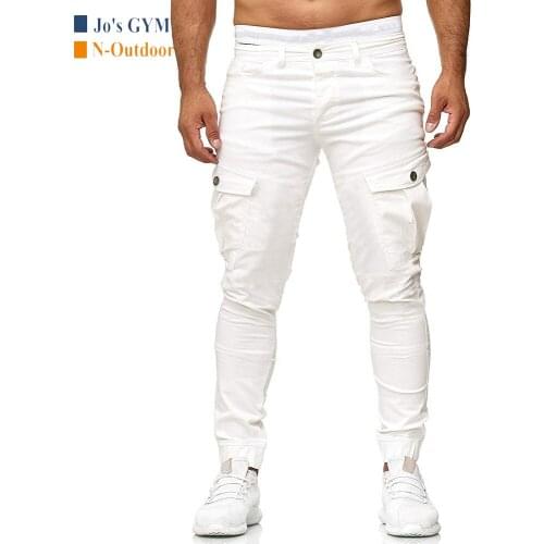 Outdoor Mens Pants Fashion Multi-pocket Stitching Solid Color Beam Trousers Casual Comfortable Hiking Camping Street Wear Pant