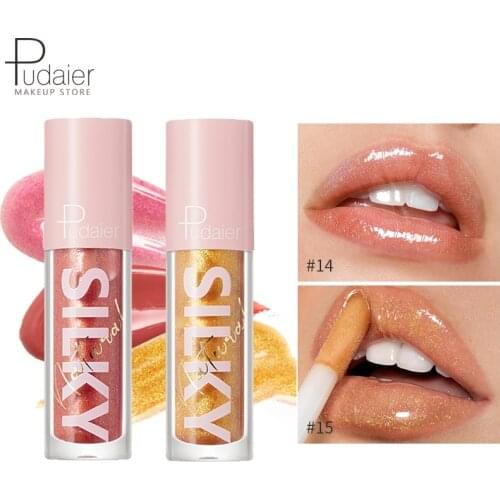 Pudaier 16 Colors Hydrating Lipstick For Lips Makeup Waterproof Lipsticks Satin Glitter Lip Glaze Professional Lip Gloss