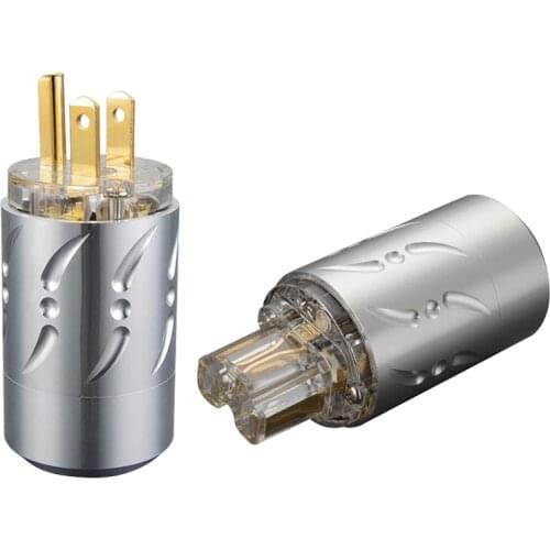 Viborg VM512G+VF512G Pure Copper Gold Plated US Power Plug Audio Power Connector IEC Plug DIY Power Cord Cable