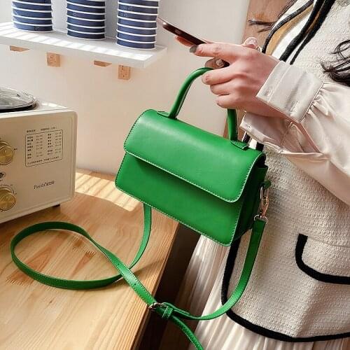 Women Small Chain Handbag Small Bag Hand Bag Ladies Designer 2022 Spring and Summer Green PU Leather Chain Design Crossbody Bags
