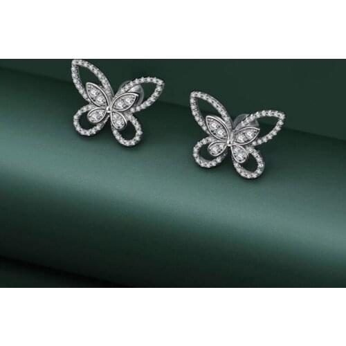 Top Quality 925 Sterling Silver Earrings For Women Wedding Bridal Charm Bowknot Butterfly Earrings Fine Jewelry Gift Wholesale