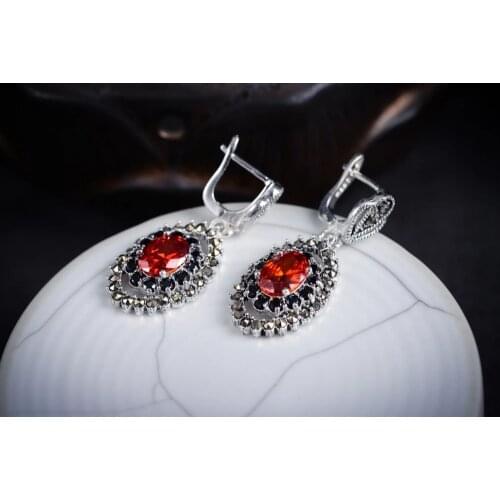 6 choices Women Genuine 925 Silver natural Stone Marcasite Earrings