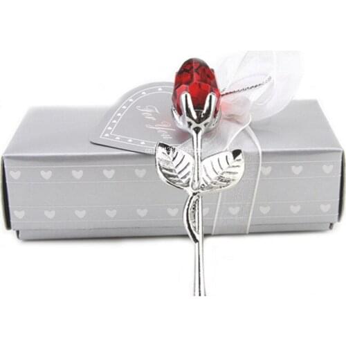 100pcs Crystal Rose Artificial Flowers Baby Shower Souvenirs Wedding Favors and Gifts For Guest Home Decor Transparent