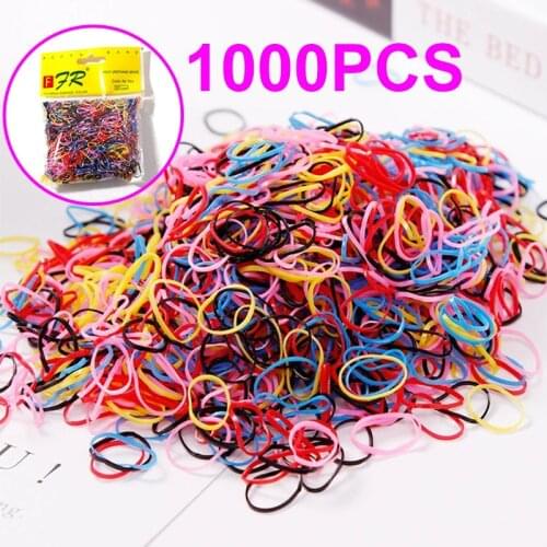 1000pcs Girls Hair Accessories gift Nylon Rubber Band Elastic Hair Bands Headband Children Ponytail Holder Bands Kids Ornaments