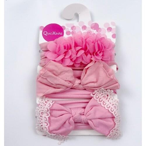 3Pcs/Set Kids Newborn Cute Unisex Wave Solid Headband Girls Baby Elastic Bowknot Accessories Hairband Set New Design Headwear