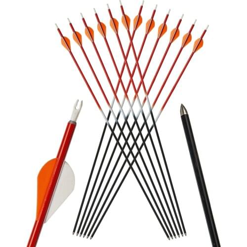 6pcs/Set Spine 300/350/400 Pure Carbon Arrow Length 82cm Diameter 6.2mm Replaceable Arrowhead for Achery Recurve Bow Shooting