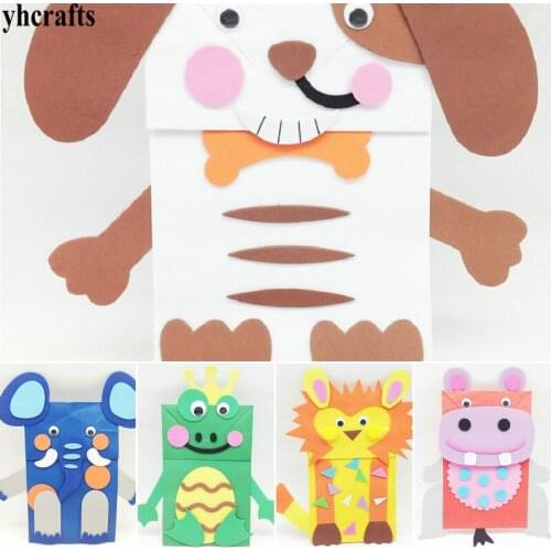 5PCS/Lot.DIY paper animal hand puppets craft kit.Early educational toys,Kindergarten crafts.Interactive family fun.Wholesale