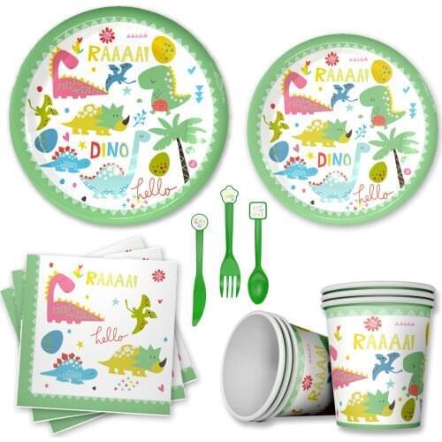 6 Guests Dinosaur Party Disposable Tableware Jurassic World Kids Dino Birthday Party Jungle Safari Roar Theme Parti Decor Rawr